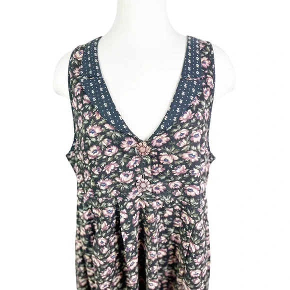 Express Floral Vintage 1990's Jumper Dress - Cottagecore Bohemian Retro Remix - Picture 3 of 8
